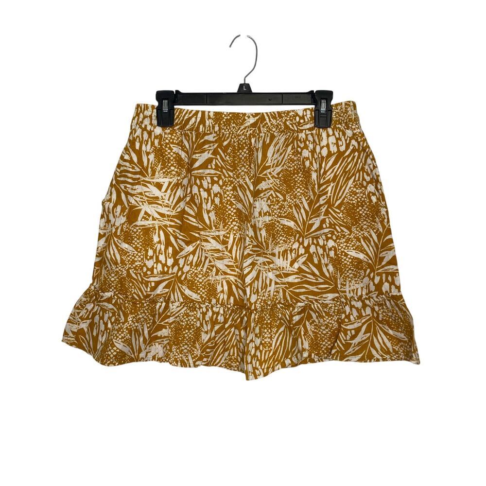 Christian Siriano Linen Mini Skirt Womens Large Travel Resortwear Floral Pocket